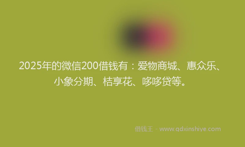2025年的微信200借钱有：爱物商城、惠众乐、小象分期、桔享花、哆哆贷等。