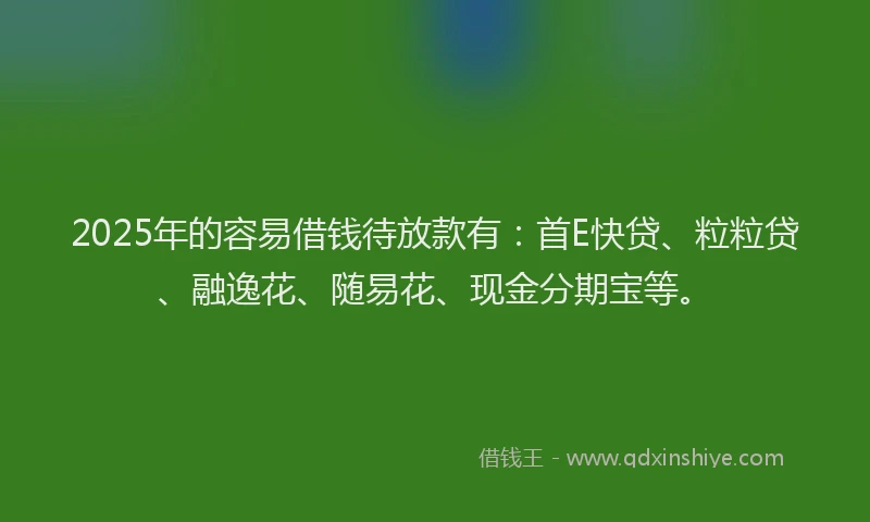 2025年的容易借钱待放款有：首E快贷、粒粒贷、融逸花、随易花、现金分期宝等。