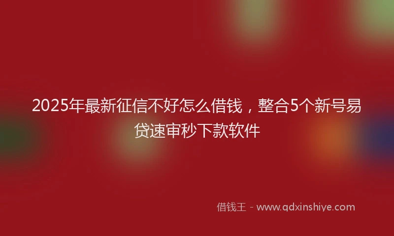 2025年最新征信不好怎么借钱，整合5个新号易贷速审秒下款软件