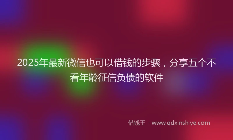 2025年最新微信也可以借钱的步骤，分享五个不看年龄征信负债的软件
