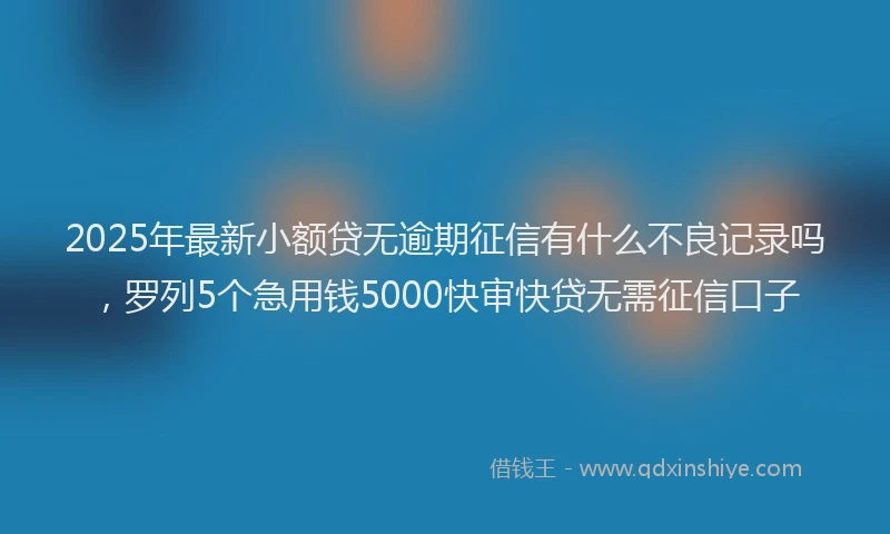 2025年最新小额贷无逾期征信有什么不良记录吗，罗列5个急用钱5000快审快贷无需征信口子