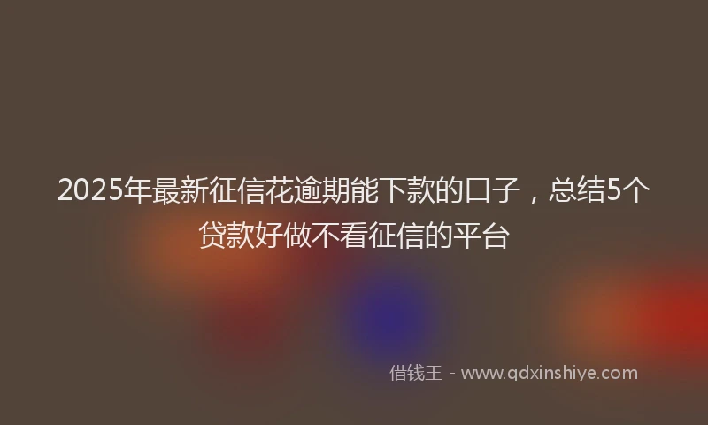 2025年最新征信花逾期能下款的口子，总结5个贷款好做不看征信的平台
