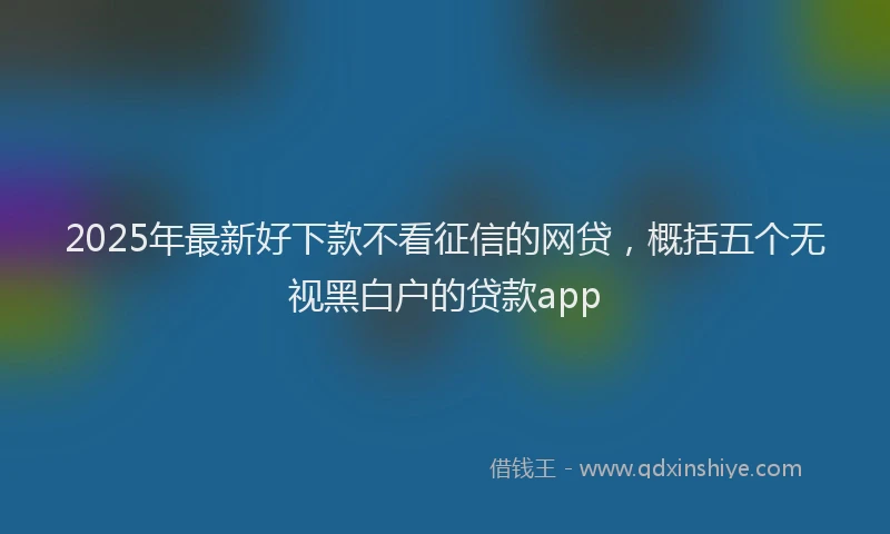 2025年最新好下款不看征信的网贷，概括五个无视黑白户的贷款app
