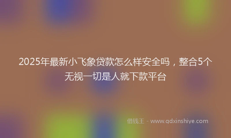 2025年最新小飞象贷款怎么样安全吗，整合5个无视一切是人就下款平台