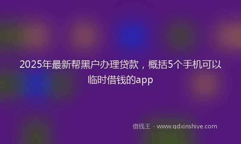 2025年最新帮黑户办理贷款，概括5个手机可以临时借钱的app