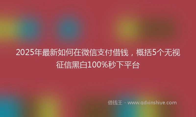 2025年最新如何在微信支付借钱，概括5个无视征信黑白100%秒下平台