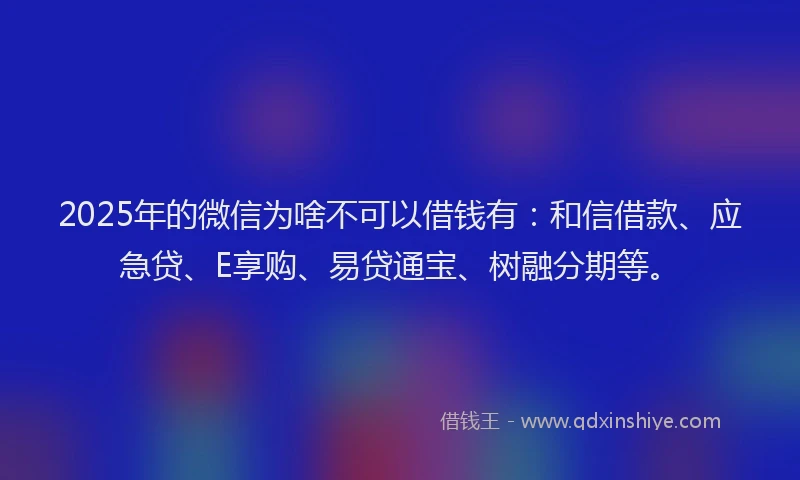 2025年的微信为啥不可以借钱有：和信借款、应急贷、E享购、易贷通宝、树融分期等。