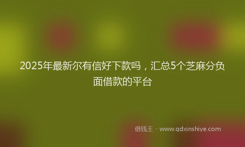 2025年最新尔有信好下款吗，汇总5个芝麻分负面借款的平台