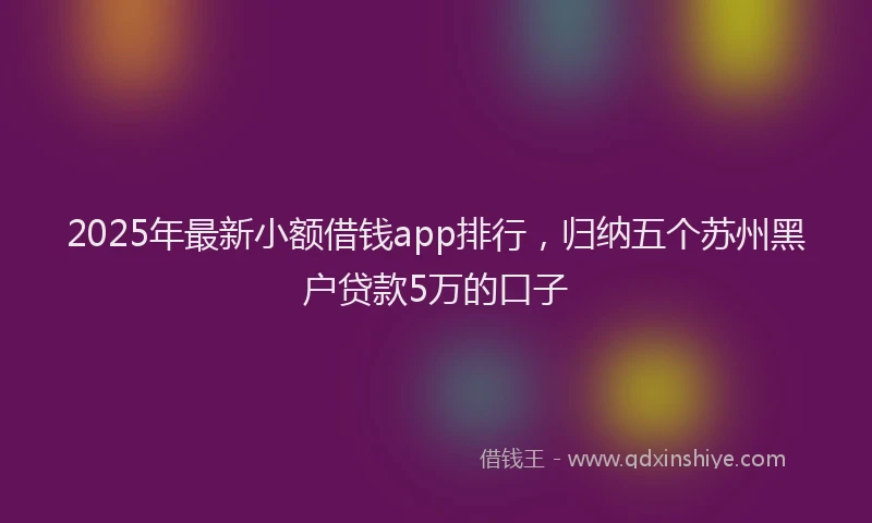 2025年最新小额借钱app排行，归纳五个苏州黑户贷款5万的口子