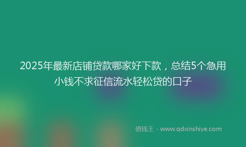 2025年最新店铺贷款哪家好下款，总结5个急用小钱不求征信流水轻松贷的口子