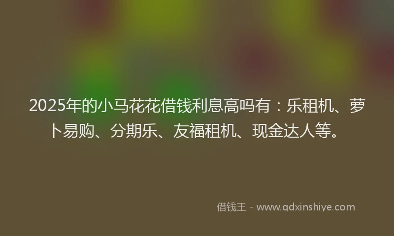 2025年的小马花花借钱利息高吗有：乐租机、萝卜易购、分期乐、友福租机、现金达人等。