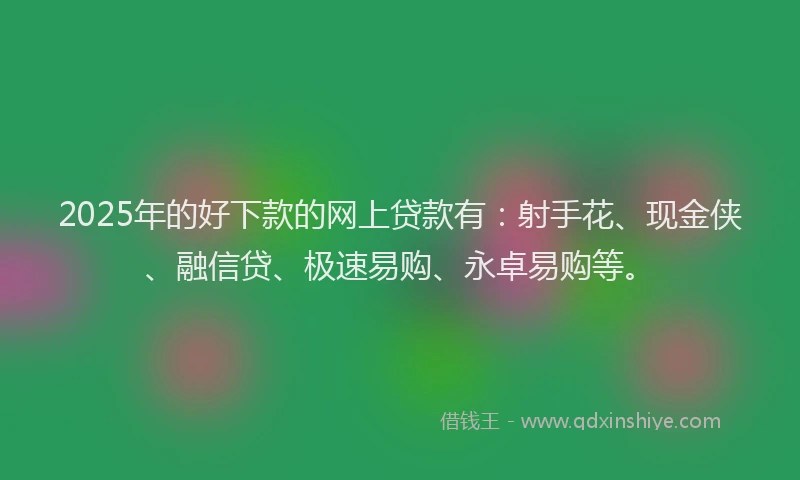 2025年的好下款的网上贷款有：射手花、现金侠、融信贷、极速易购、永卓易购等。