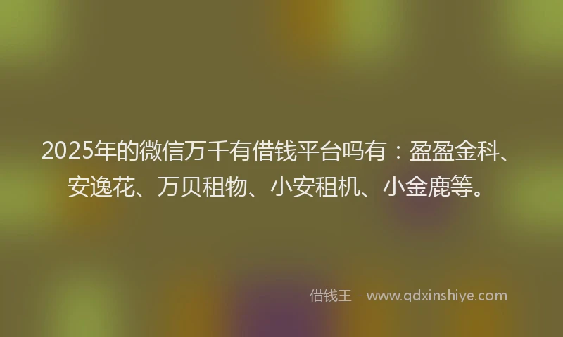 2025年的微信万千有借钱平台吗有：盈盈金科、安逸花、万贝租物、小安租机、小金鹿等。