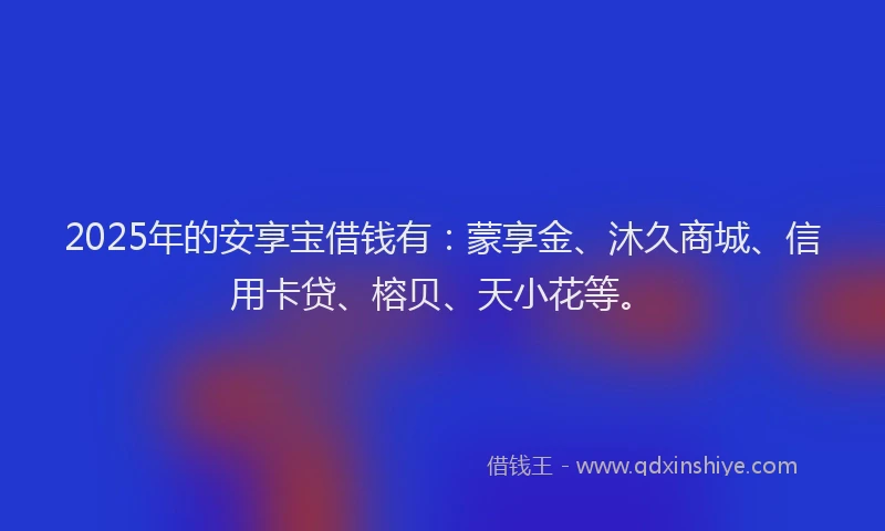 2025年的安享宝借钱有：蒙享金、沐久商城、信用卡贷、榕贝、天小花等。