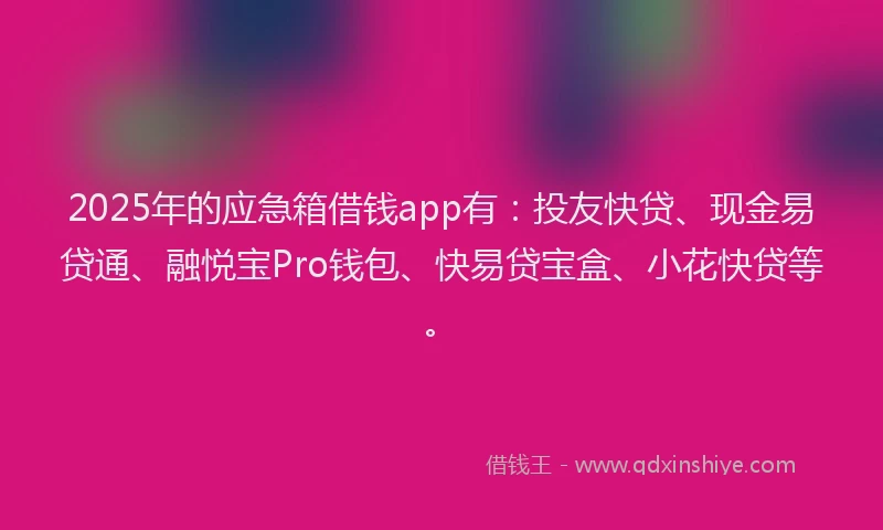 2025年的应急箱借钱app有：投友快贷、现金易贷通、融悦宝Pro钱包、快易贷宝盒、小花快贷等。