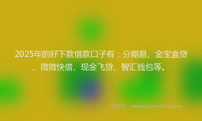 2025年的好下款借款口子有：分期易、金宝盒贷、微微快借、现金飞贷、智汇钱包等。