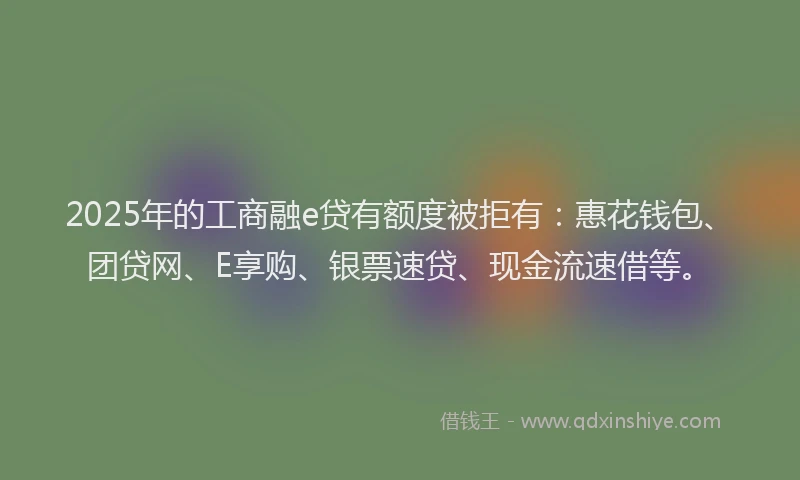 2025年的工商融e贷有额度被拒有：惠花钱包、团贷网、E享购、银票速贷、现金流速借等。