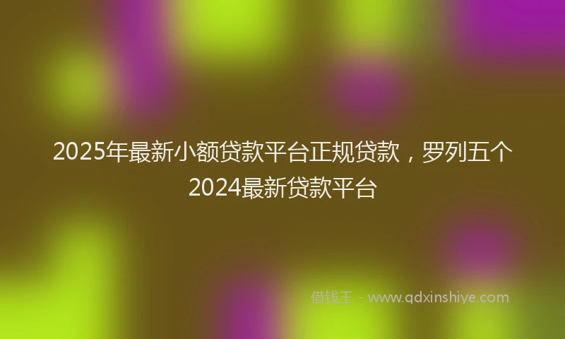 2025年最新小额贷款平台正规贷款，罗列五个2024最新贷款平台