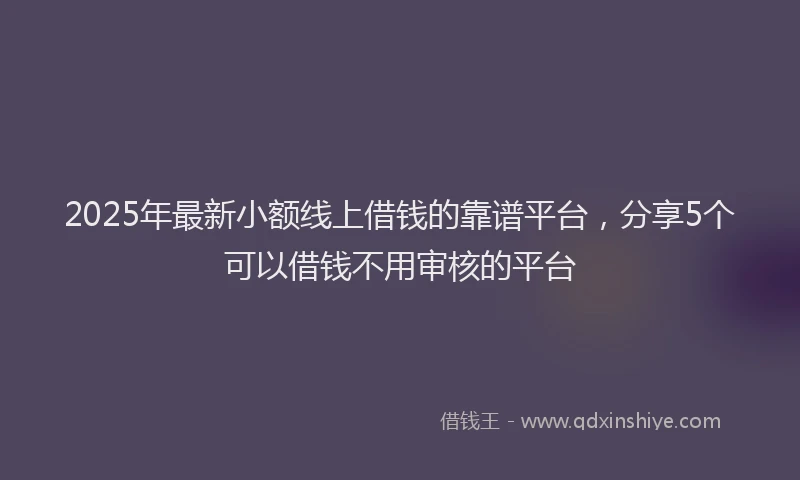 2025年最新小额线上借钱的靠谱平台，分享5个可以借钱不用审核的平台
