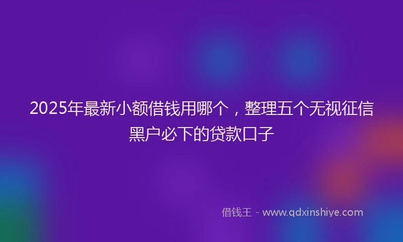 2025年最新小额借钱用哪个，整理五个无视征信黑户必下的贷款口子