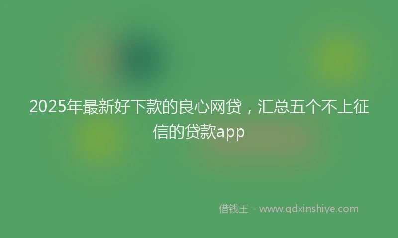 2025年最新好下款的良心网贷，汇总五个不上征信的贷款app