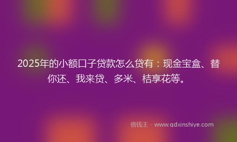 2025年的小额口子贷款怎么贷有：现金宝盒、替你还、我来贷、多米、桔享花等。
