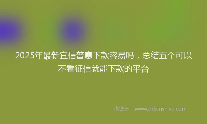 2025年最新宜信普惠下款容易吗，总结五个可以不看征信就能下款的平台