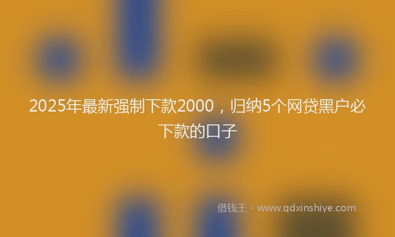 2025年最新强制下款2000，归纳5个网贷黑户必下款的口子