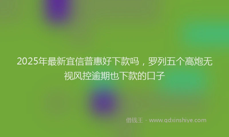 2025年最新宜信普惠好下款吗，罗列五个高炮无视风控逾期也下款的口子