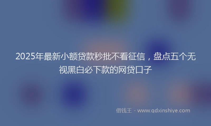 2025年最新小额贷款秒批不看征信，盘点五个无视黑白必下款的网贷口子