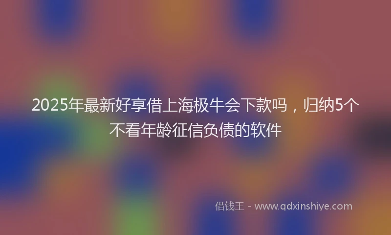 2025年最新好享借上海极牛会下款吗，归纳5个不看年龄征信负债的软件