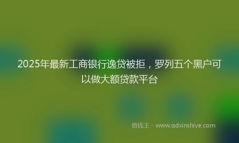 2025年最新工商银行逸贷被拒，罗列五个黑户可以做大额贷款平台