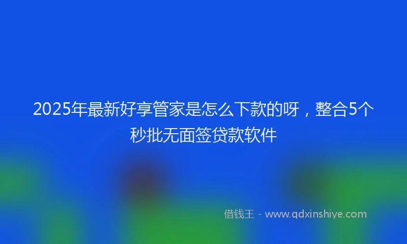 2025年最新好享管家是怎么下款的呀，整合5个秒批无面签贷款软件