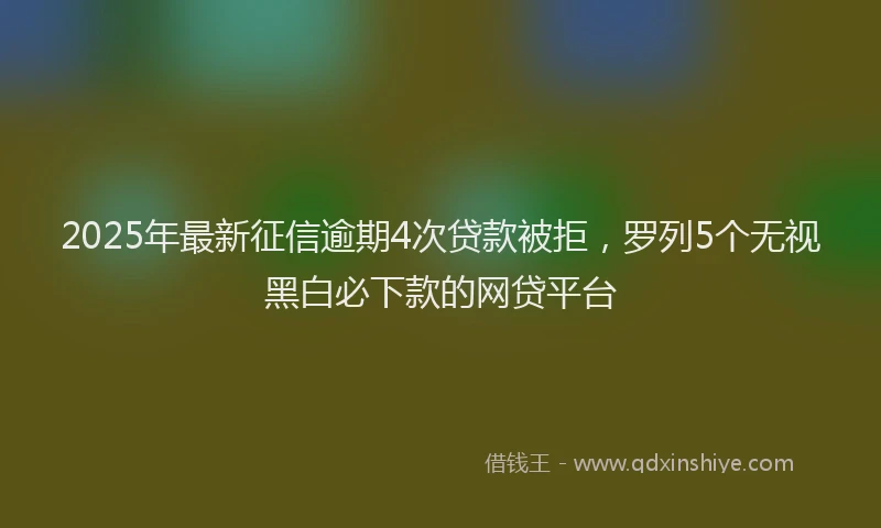 2025年最新征信逾期4次贷款被拒，罗列5个无视黑白必下款的网贷平台