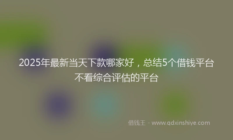 2025年最新当天下款哪家好，总结5个借钱平台不看综合评估的平台