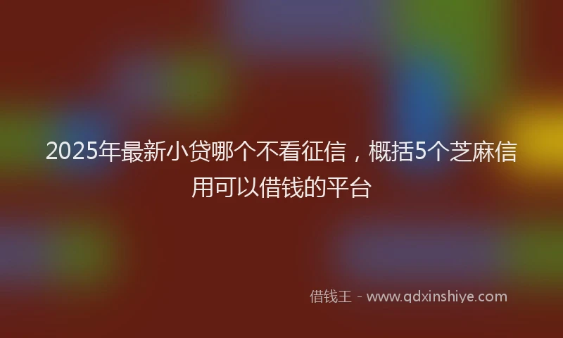 2025年最新小贷哪个不看征信，概括5个芝麻信用可以借钱的平台