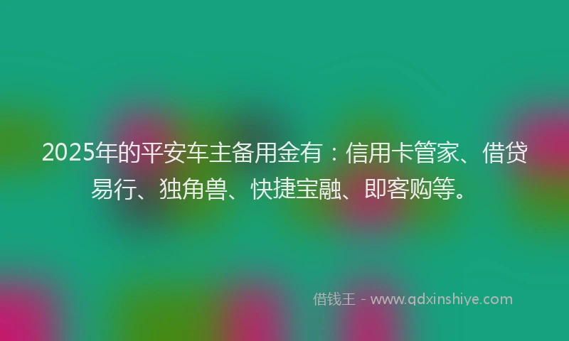 2025年的平安车主备用金有：信用卡管家、借贷易行、独角兽、快捷宝融、即客购等。