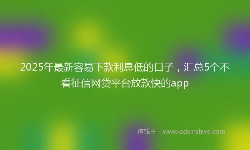 2025年最新容易下款利息低的口子，汇总5个不看征信网贷平台放款快的app