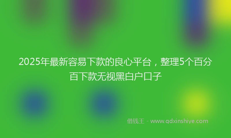 2025年最新容易下款的良心平台，整理5个百分百下款无视黑白户口子