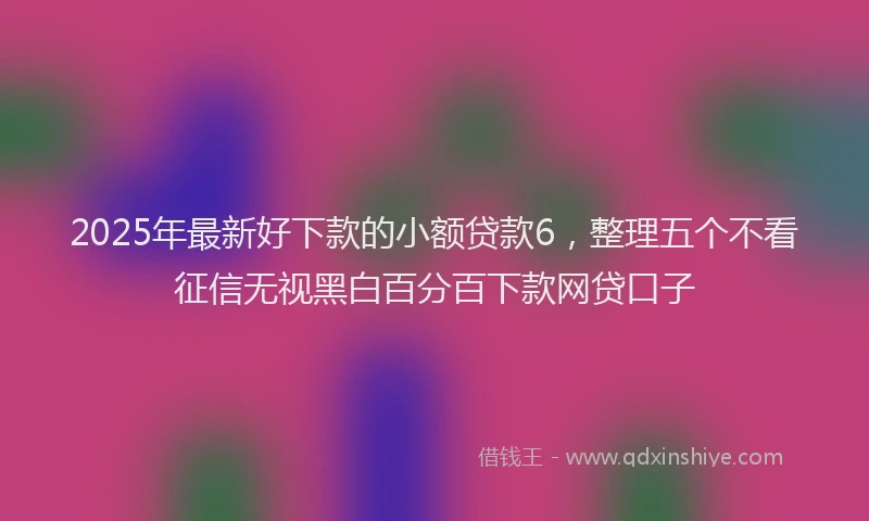 2025年最新好下款的小额贷款6，整理五个不看征信无视黑白百分百下款网贷口子