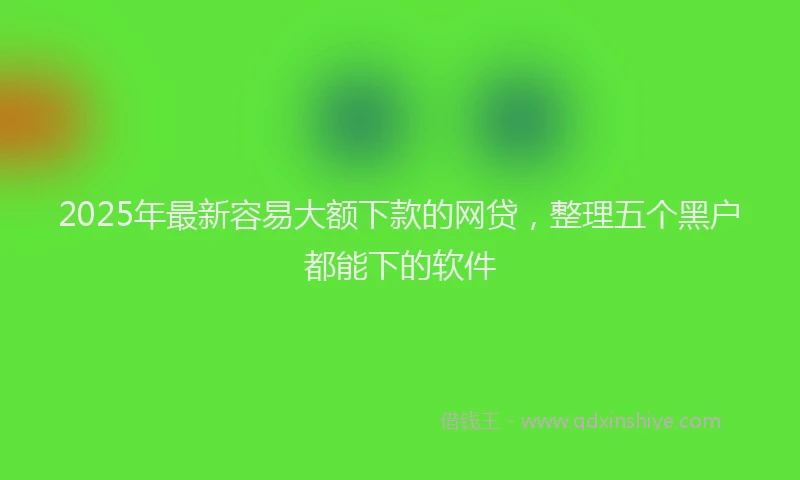 2025年最新容易大额下款的网贷，整理五个黑户都能下的软件