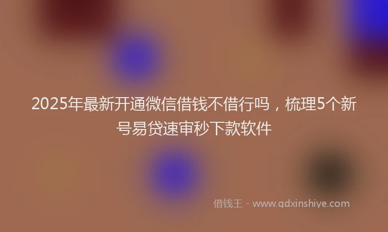 2025年最新开通微信借钱不借行吗，梳理5个新号易贷速审秒下款软件