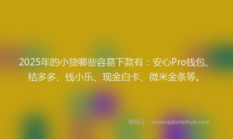 2025年的小贷哪些容易下款有：安心Pro钱包、桔多多、钱小乐、现金白卡、微米金条等。