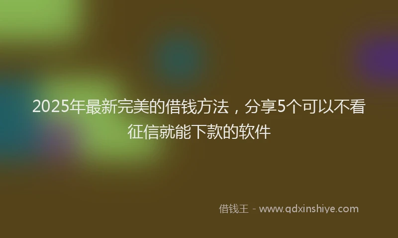 2025年最新完美的借钱方法，分享5个可以不看征信就能下款的软件