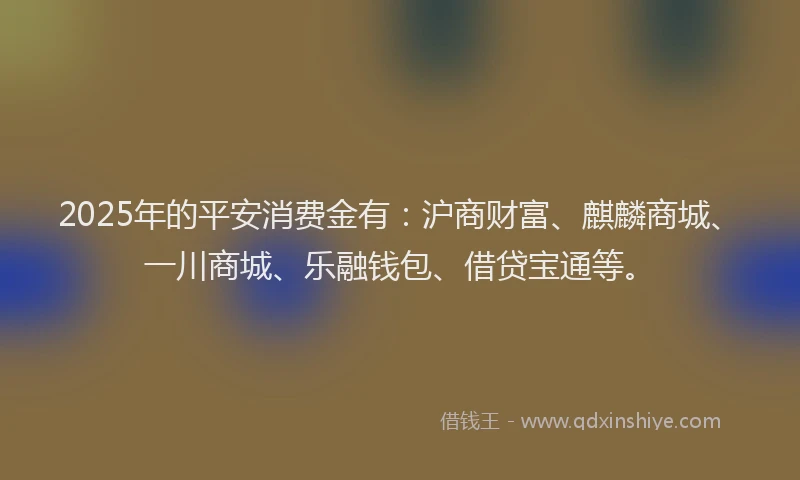 2025年的平安消费金有：沪商财富、麒麟商城、一川商城、乐融钱包、借贷宝通等。