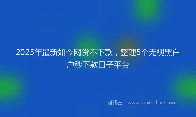 2025年最新如今网贷不下款，整理5个无视黑白户秒下款口子平台