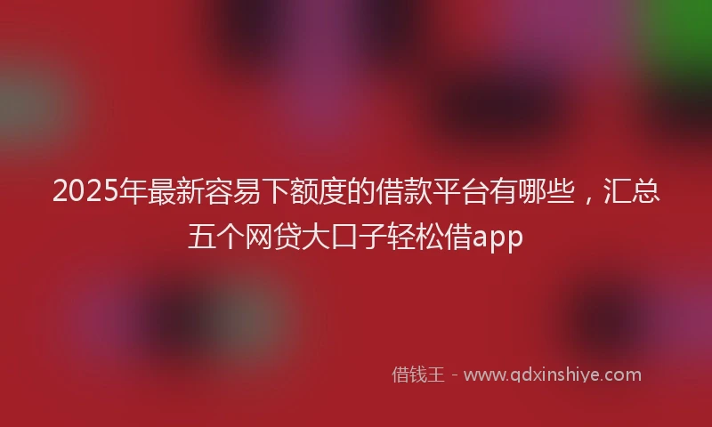 2025年最新容易下额度的借款平台有哪些，汇总五个网贷大口子轻松借app