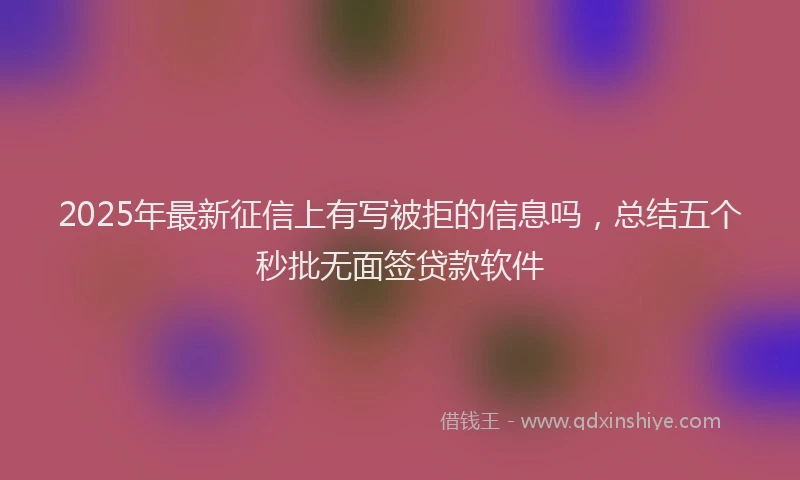 2025年最新征信上有写被拒的信息吗，总结五个秒批无面签贷款软件