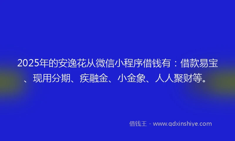 2025年的安逸花从微信小程序借钱有：借款易宝、现用分期、疾融金、小金象、人人聚财等。