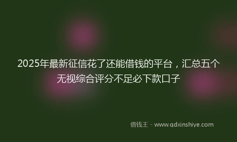 2025年最新征信花了还能借钱的平台，汇总五个无视综合评分不足必下款口子